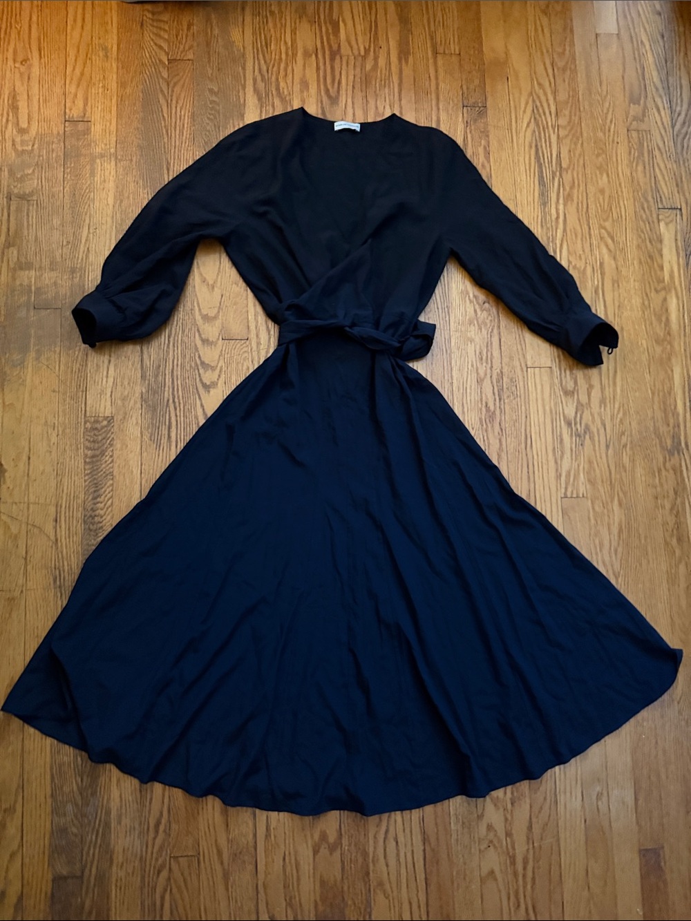 Scanlan Theodore Navy Silk Midi Dress Size 2